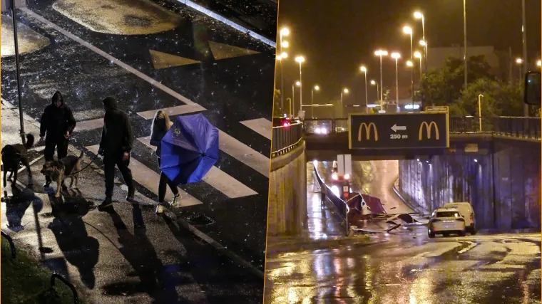 Snažan pljusak pogodio Zagreb i 'oprao' ulice u sekundi:Krov pao na automobil na zapadu grada