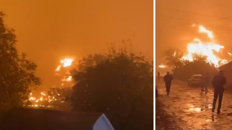 VIDEO Gori skladi&scaron;te nafte u okupiranom gradu u Ukrajini