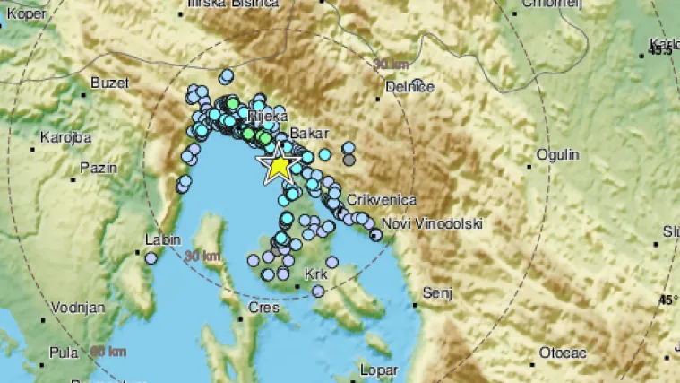 Potres u okolici Rijeke. Najjače su ga osjetili na sjeverozapadu grada