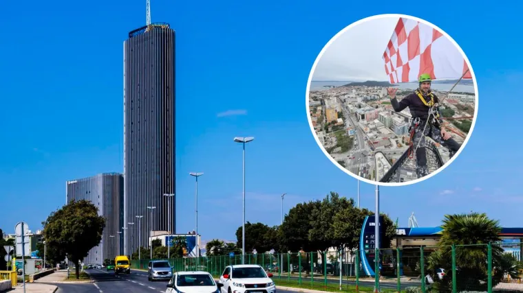 FOTO Uoči utakmice, kvadratići se vijore i s najvi&scaron;eg nebodera u Hrvatskoj!