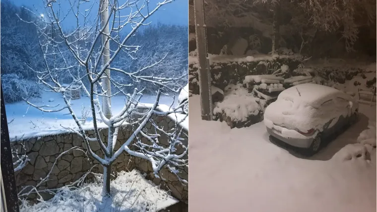 Zabijelio se čak i jug zemlje: Snijeg se spustio sve do Solina, a pada i u Dalmatinskoj zagori, pogledajte idilične prizore