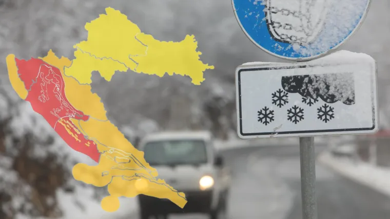 Čitava Hrvatska je pod Meteoalarmom, neke ceste su zatvorene: Evo gdje snijeg i orkanska bura rade najveći kaos