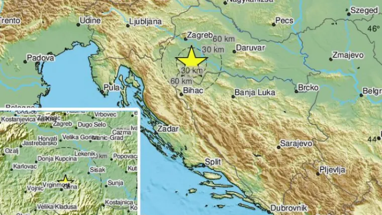 Slab potres noćas kod Petrinje: Magnituda iznosila 2.0 prema Richteru
