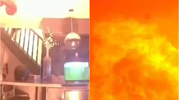 &Scaron;okantna snimka snažne eksplozije u kući: Ovo je trenutak kada je mu&scaron;karca potrčao niz stepenice da bi istražio pucketanje