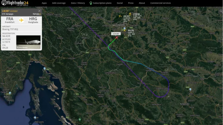 Putnički avion letio iz Frankfurta za Egipat. Hitno ga preusmjerili u Zagreb. Putnik je imao srčani udar?
