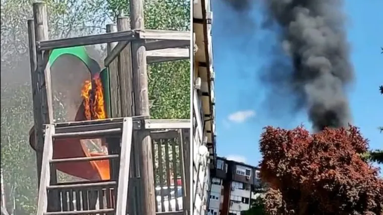 U Zagrebu planuo plastični dječji tobogan. Vatrogasci podijelili fotografije. Djeca su sve snimala?