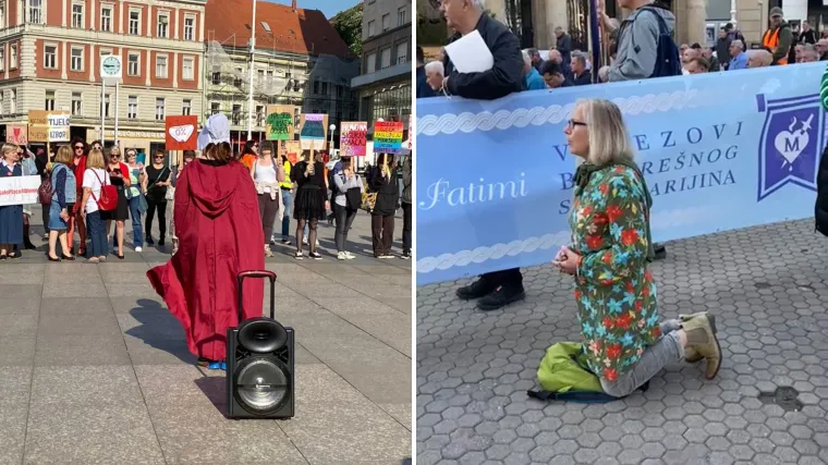 VIDEO/FOTO Molitelji opet kleče na sredi&scaron;njem zagrebačkom trgu, smetala im 'opatica'