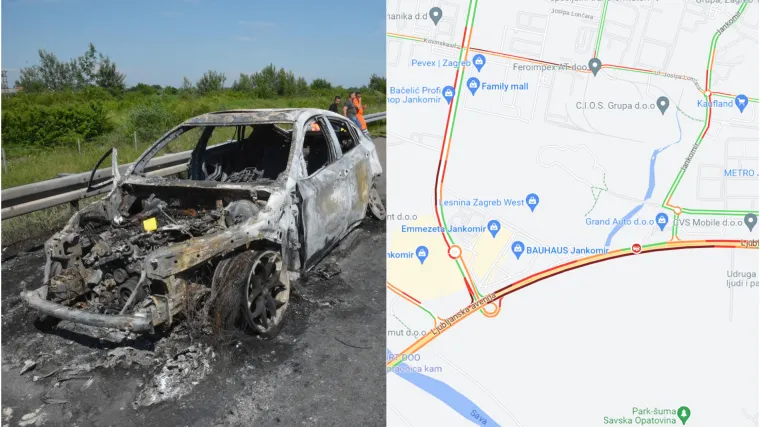 Automobil se zapalio na frekventnoj aveniji u Zagrebu, odmah se stvorila velika gužva
