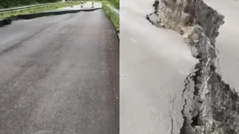Sablaznit ćete se kadrovima s istoka Hrvatske, cesta propala dva metra, pogledajte samo ovu snimku