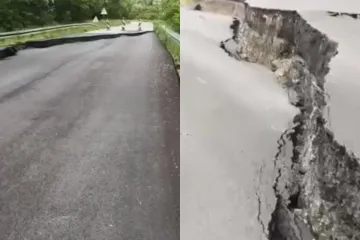 Sablaznit ćete se kadrovima s istoka Hrvatske, cesta propala dva metra, pogledajte samo ovu snimku