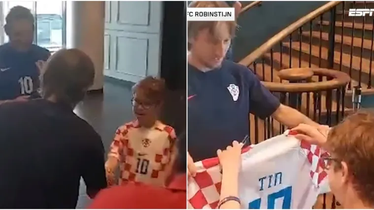 VIDEO Modrić ponovno razveselio dječaka. Ispunio mu želju i nasmijao ga od uha do uha: 'Malo će ti bit velika, ali dobro'
