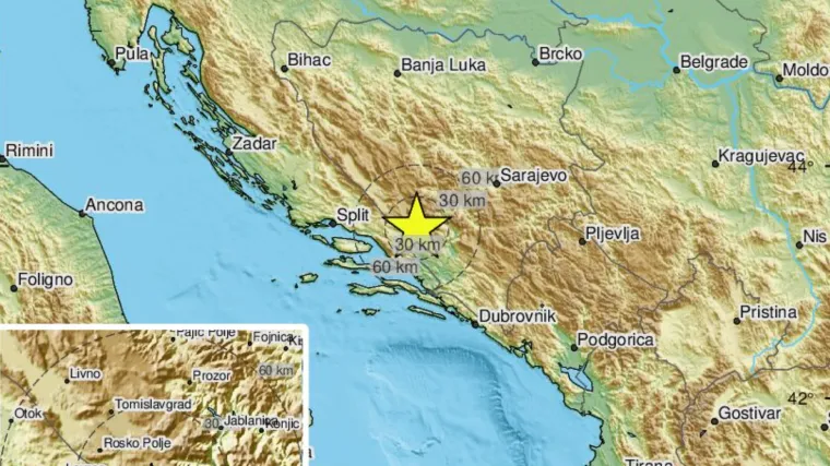 Potres kasno navečer pogodio BiH, osjetio se i u Dalmaciji. 'Ne znam jel bio potres, ali osjetila sam nešto jezivo'
