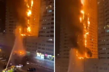 Planula zgrada u Ajmanu, evakuirani stanovnici. Plameni jezici uspinjali se duž kompleksa