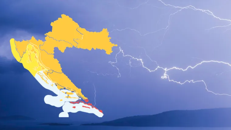 Hrvatska gotovo potpuno pod narančastim meteoalarmom. Većinu zemlje očekuje nevrijeme