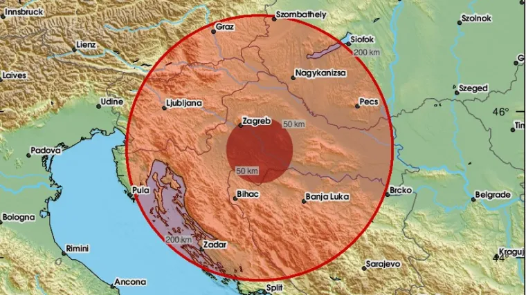Kod Petrinje zabilježen umjeren potres magnitude 3.1