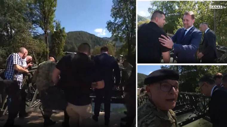 VIDEO Snimatelj MORH-a pao s mosta. Banožić se skamenio: 'Samo je odjednom propao'. Netko pitao 'je li  na&scaron; ili va&scaron;'