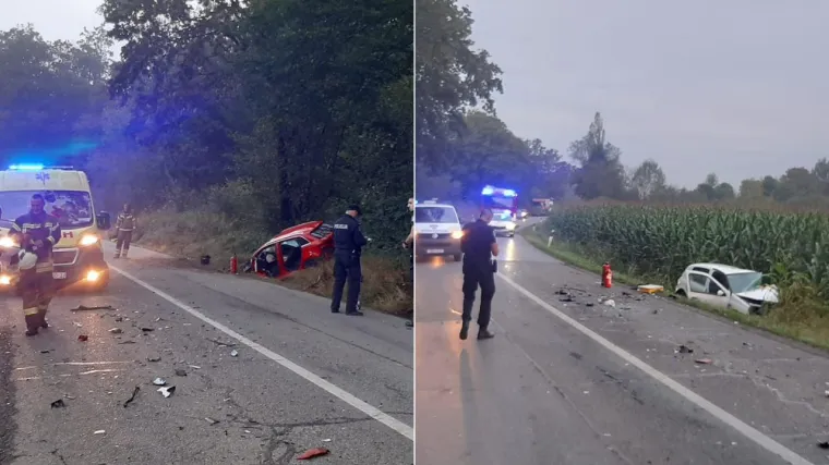 FOTO Frontalni sudar kod Petrinje. Ljudi bili priklije&scaron;teni, vatrogasci ih morali izvlačiti iz automobila