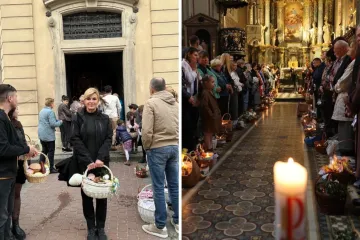 Grabar-Kitarović s uskrsnom košaricom ispred crkve u Ukrajini: 'Mjesto kojem je najpotrebnije Kristovo svjetlo'