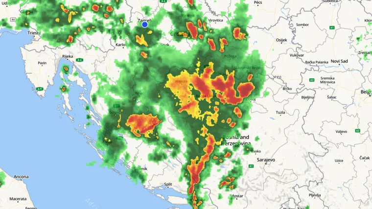 Pogledajte kako nam se približava olujni sustav: Izdano narančasto upozorenje za dio Hrvatske