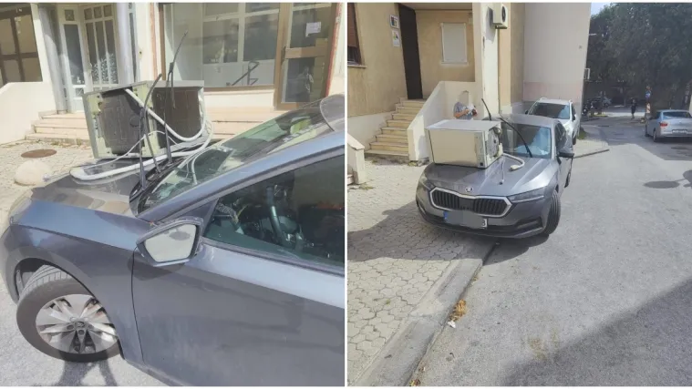 Bizarno u Splitu: Na automobil bacio perilicu, polomio retrovizor i brisače