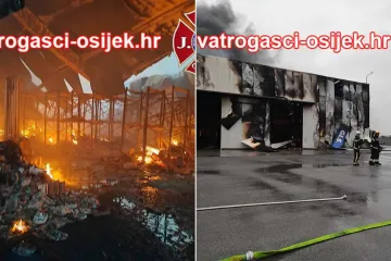 Veliki požar u Osijeku! Pojavila se snimka: 'Čula se eksplozija, vatrogasci spa&scaron;avaju &scaron;to mogu'