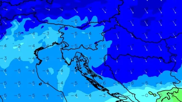 Pogledajte kakvi minusi nas čekaju. Na ovim dijelovima bit će i snijega