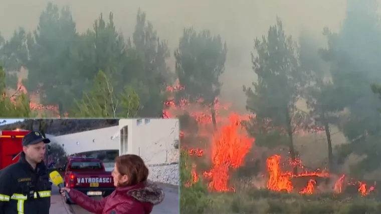Gori u Žrnovnici. Vatra stigla do kuća i škole. Kanader ne može pomoći.