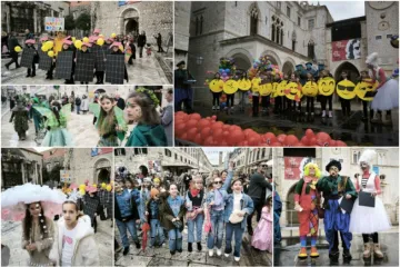 Ma&scaron;karani učenici učinili đir Stradunom: Vilenjaci, emotikoni, pa i solarni paneli 'zauzeli' Grad i unijeli radost i pjesmu (FOTO/VIDEO)