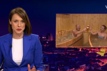 Opuštanje u kupki od toplog piva, s hladnim pivom u ruci. Mojmira: 'Molim!?'