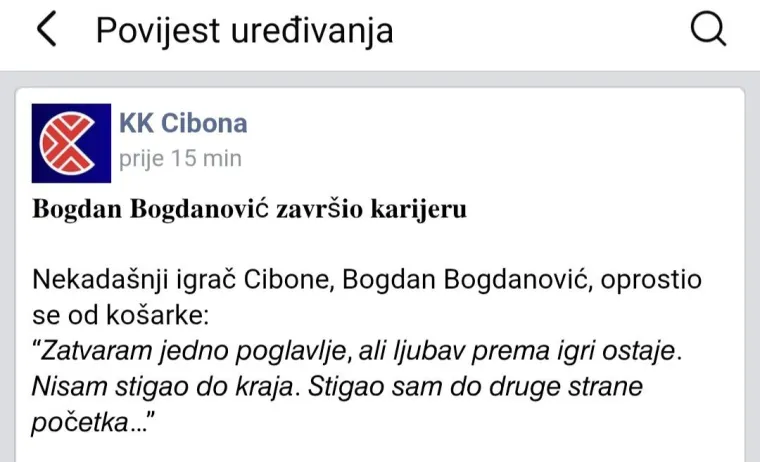 Kakva blamaža! Cibona se oprostila od Bogdanovića, ali ne onog pravog!