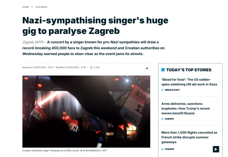Francuzi raspalili po Thompsonu: 'Koncert simpatizera nacista paralizirat će Zagreb'