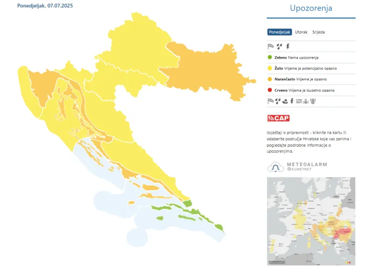 Upaljen Meteoalarm za gotovo cijelu Hrvatsku: Stiže opasna grmljavinska oluja