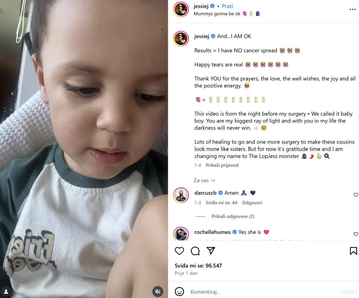 Nakon šoka zbog teške dijagnoze, Jessie J otkrila dobre vijesti: 'Suze radosnice su stvarne'