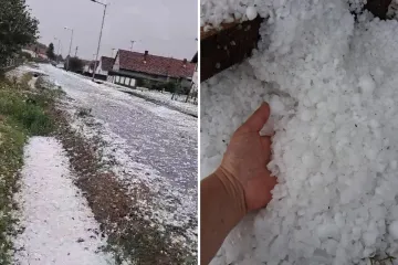 Našice pod udarom tuče, zrna veličine oraha, snimke su nevjerojatne!