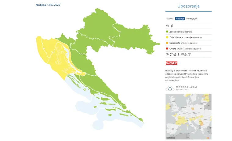 Upaljen Meteoalarm za dijelove Hrvatske: Meteorologinja najavila nestabilan tjedan