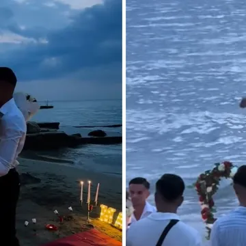 Romantičan trenutak na plaži postao je još bolji kad se u kadru pojavio on: Gol do pasa uljepšao zaruke