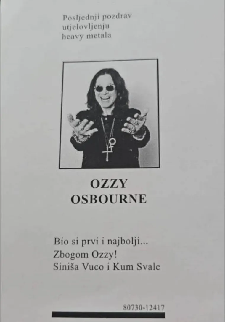 Osmrtnica Ozzyja Osbournea osvanula u banjalučkim novinama: 'Posljednji pozdrav tetku'