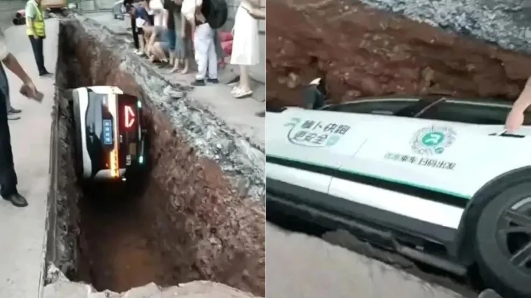 Robotaksi pao u rupetinu, ženu spa&scaron;avali ljestvama: Nikome nije jasno kako je ovo izveo