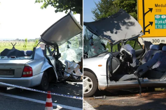 Auto smrskan do neprepoznatljivosti, dijelovi razasuti po cesti: Uznemirujući prizori kod Pule