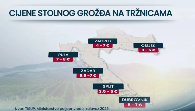 Grožđe skuplje od teleće lopatice, kila i do osam eura: Uspjeli smo ga pronaći za euro