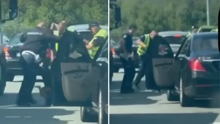 Šok u Srbiji! Policajci snimljeni kako cipelare muškarca na autoputu: 'Pretukli su ga, izgleda brutalno'