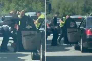 Šok u Srbiji! Policajci snimljeni kako cipelare muškarca na autoputu: 'Pretukli su ga, izgleda brutalno'