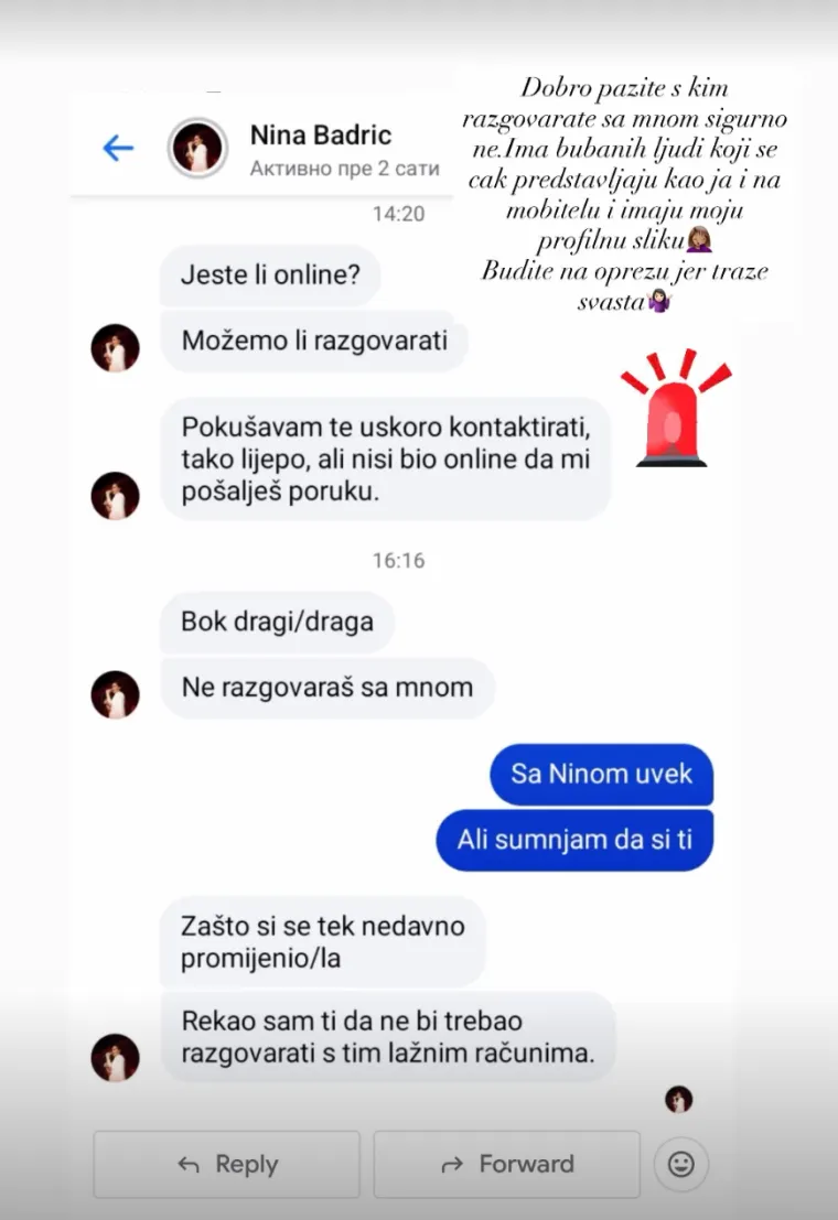 Nina Badrić doživjela prevaru pa upozorila svoje fanove: 'Pazite s kim razgovarate'