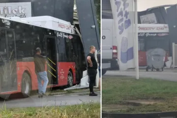 Krš i lom u zoru: Autobusom uletio u servis, netko je snimio suludi prizor