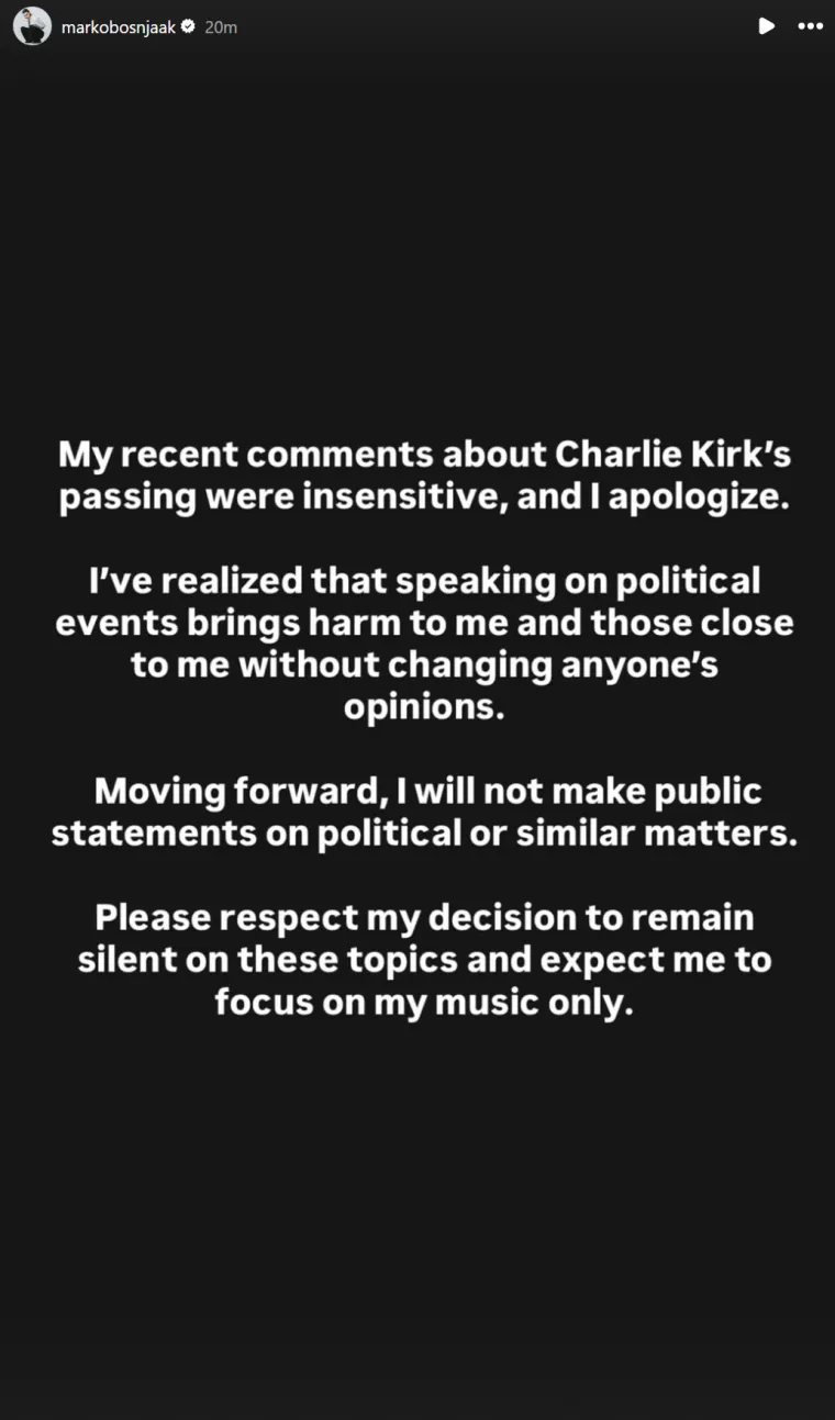 Marko Bošnjak se ispričao za komentare o Charlieju Kirku: 'Poštujte moju odluku'
