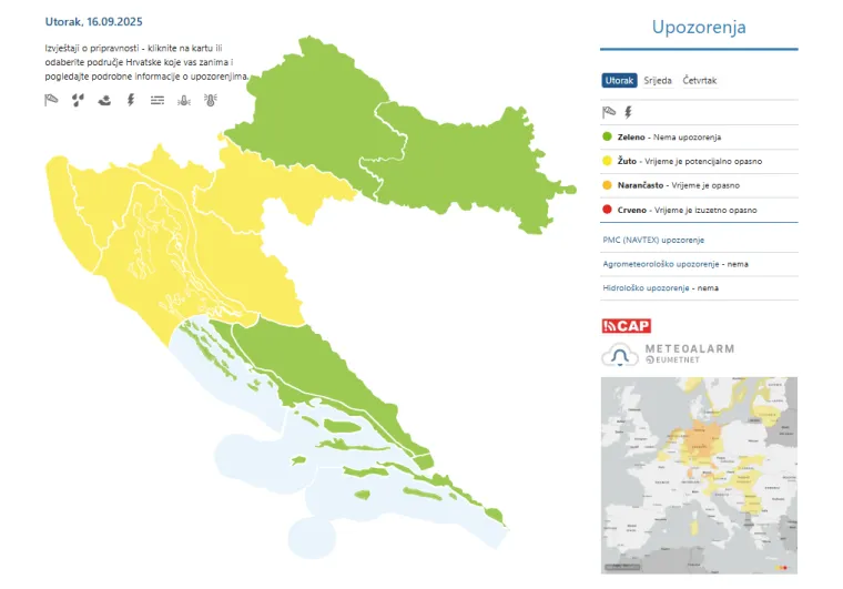 U Hrvatsku sa sjevera stiže frontalni sustav i donosi novu promjenu vremena: 'Već prijepodne...'