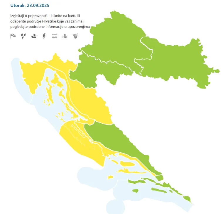 Stiže kiša i grmljavina: Meteorolozi izdali žuta upozorenja za ove regije u Hrvatskoj