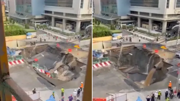 Usred grada otvorio se krater od 30 metara: Snimljen trenutak urušavanja ceste