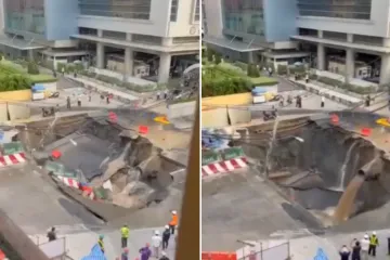 Usred grada otvorio se krater od 30 metara: Snimljen trenutak urušavanja ceste