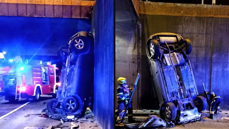 Nestvarni prizori iz Zagreba: Auto pao s nadvožnjaka i visio na haubi, vatrogasci izvukli vozačicu